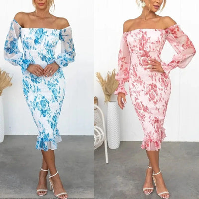 Spring Off Shoulder Patterned Tube Dress