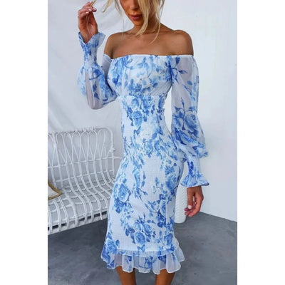 Spring Off Shoulder Patterned Tube Dress