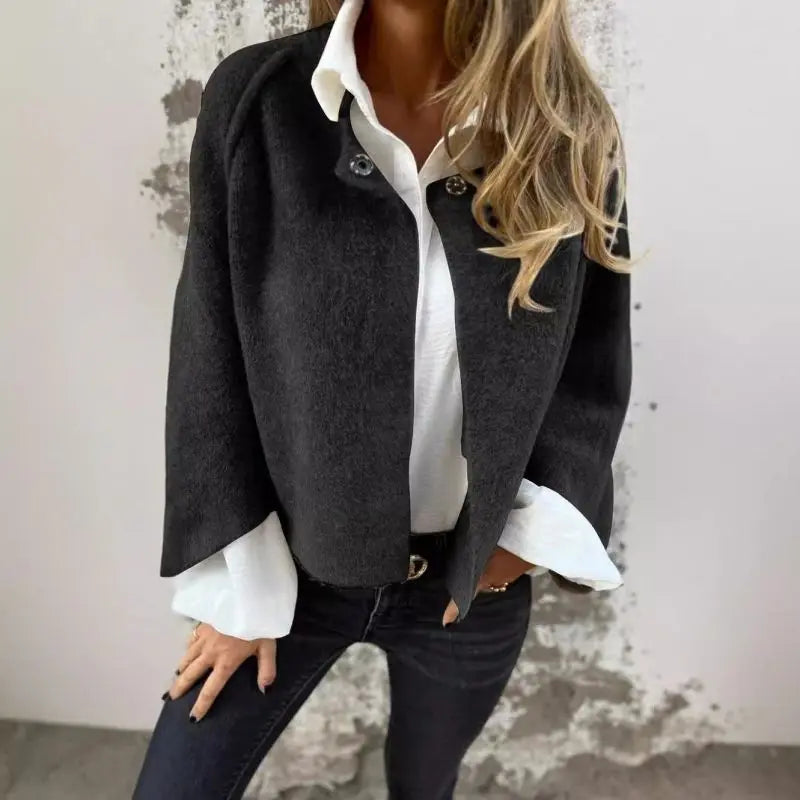 Amalia- Wool cardigan with round neck and long sleeves