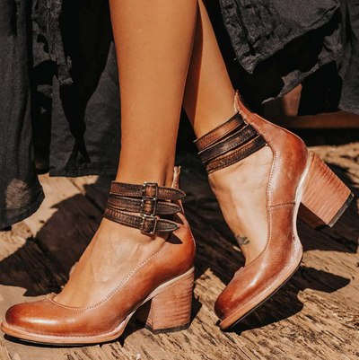 Lina| Vintage Elegance Leather Heels